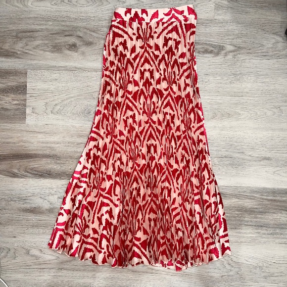 Height waist Plisse pleated midi skirt pink - Picture 1 of 7